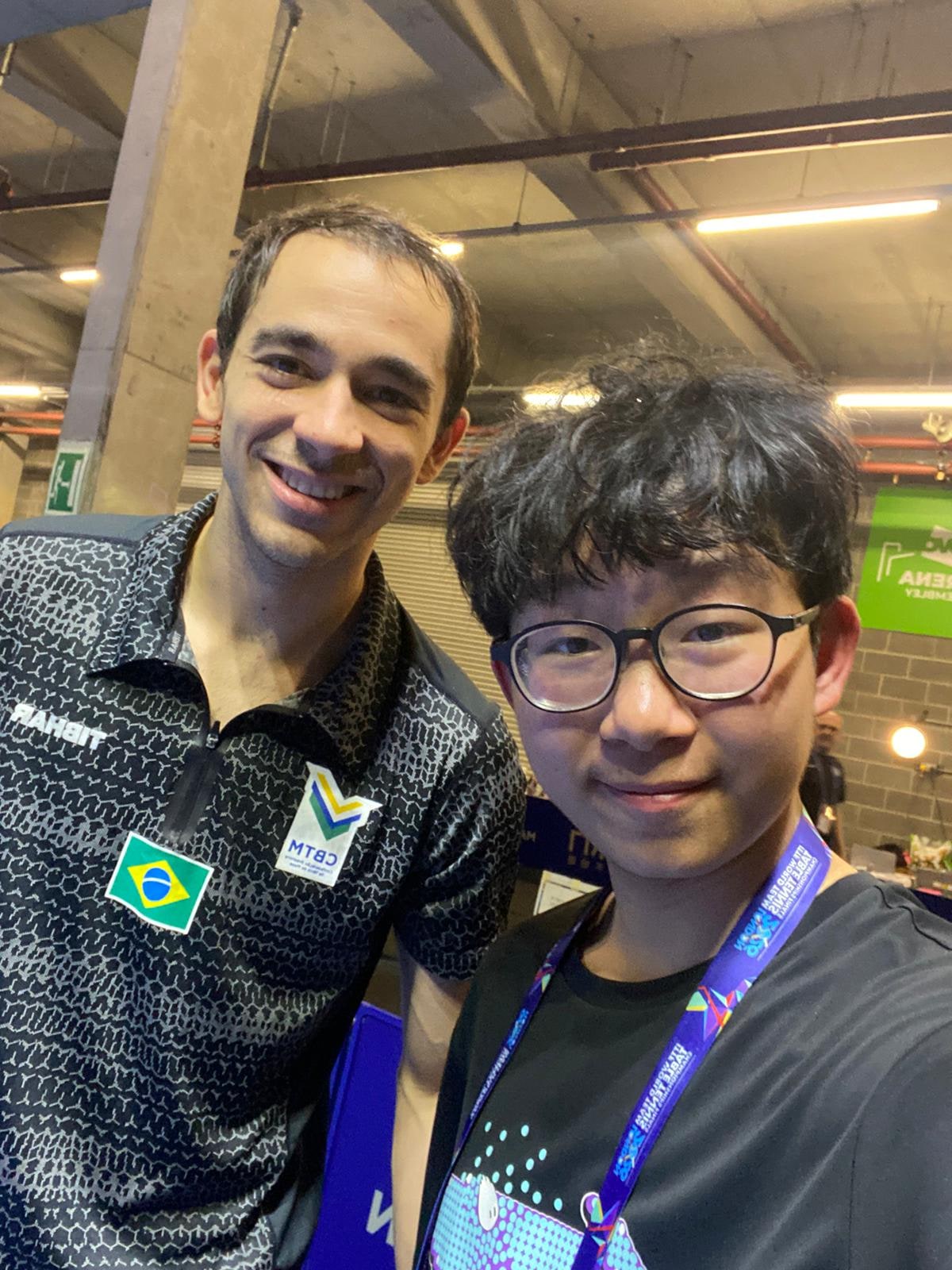A Sparta junior with Hugo Calderano at London 2026